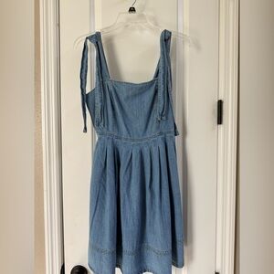 Blue pepper size s denim tie zipper dress
